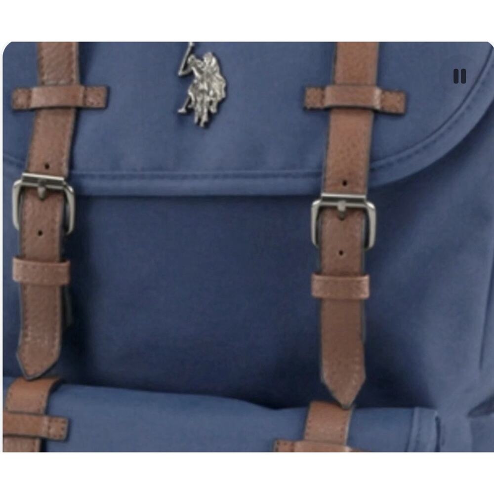 U.S. Polo Assn. Unisex Top Loader Flap Backpack, Water-Resistant, Navy Blue NWT - Picture 9 of 10
